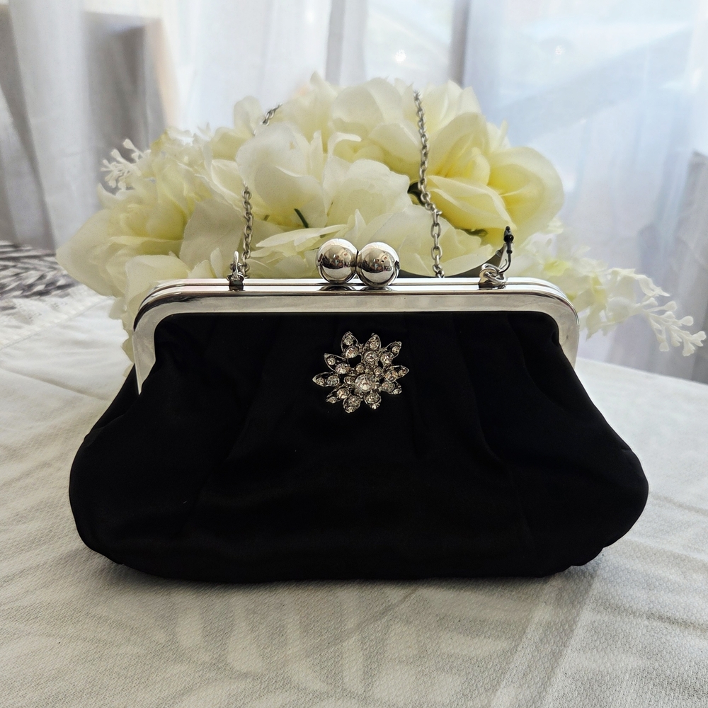 Style & Co. Black Clutch with Silver Floral Accent